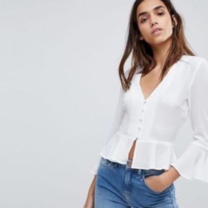 NWOT Missguided White Blouse Top Size Small